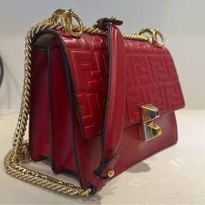 Fendi Kan I Zucca Embossed Leather Crossbody